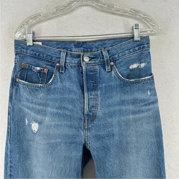 LEVI'S 501’s Original Fit Button Fly 100% Cotton Distressed Denim Sz. 28x30 - Picture 3 of 14